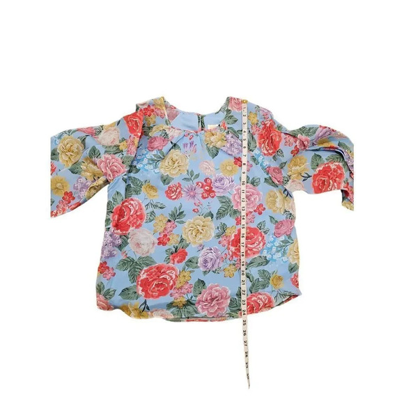 Divine Heritage Revolve S Floral Blouse 100% Silk in Sky - Picture 10 of 12